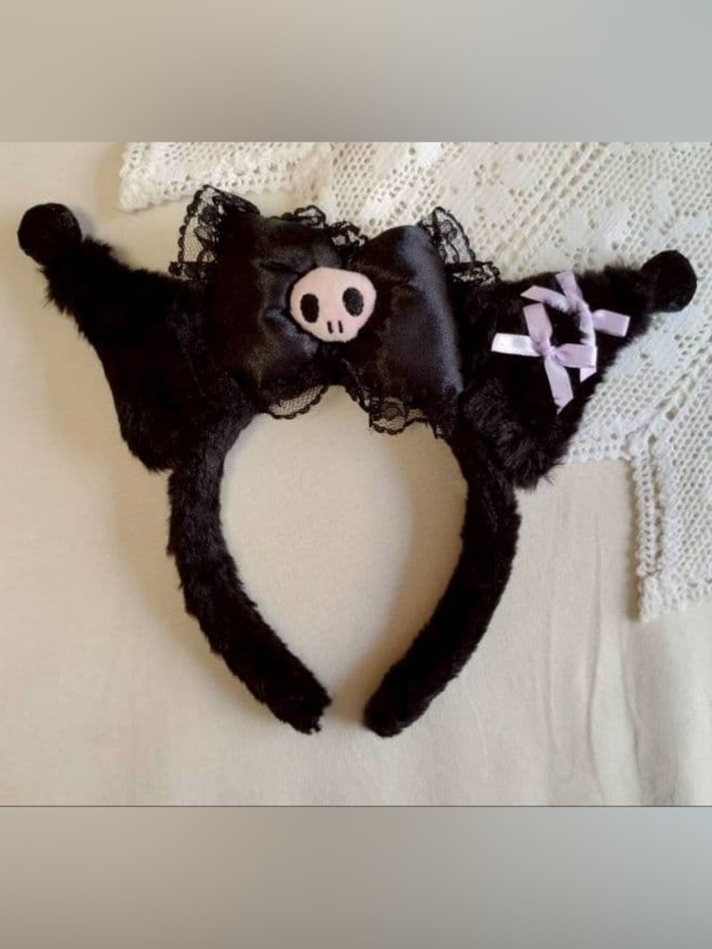 Black Plush Bow Spa Headband